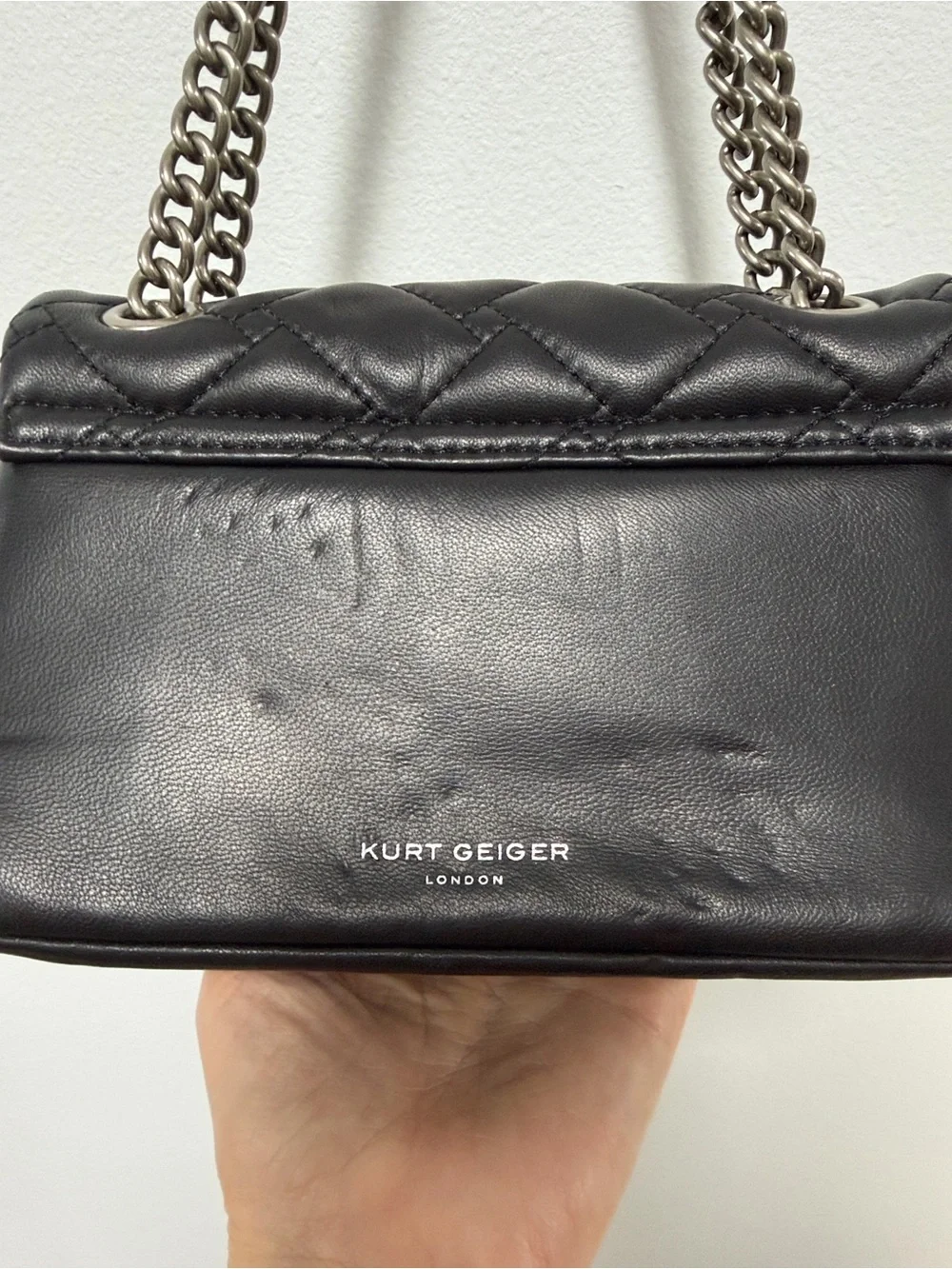 Kurt Geiger London Mini Kensington Black Quilted Bag Multicolor Flower Studs